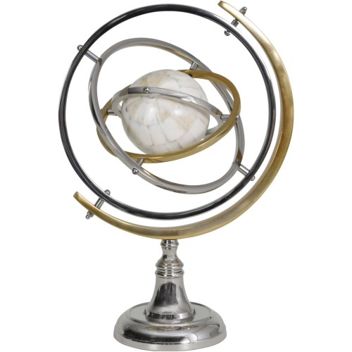 Sfera armilarna Boscobel 40 cm – złoto, biel, aluminium, stal nierdzewna i naturalna kość