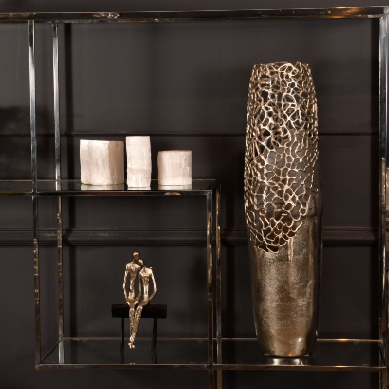 Wazon na podłogę Medium Chelsea aluminium waza srebrna 91 cm ażurowy wzór