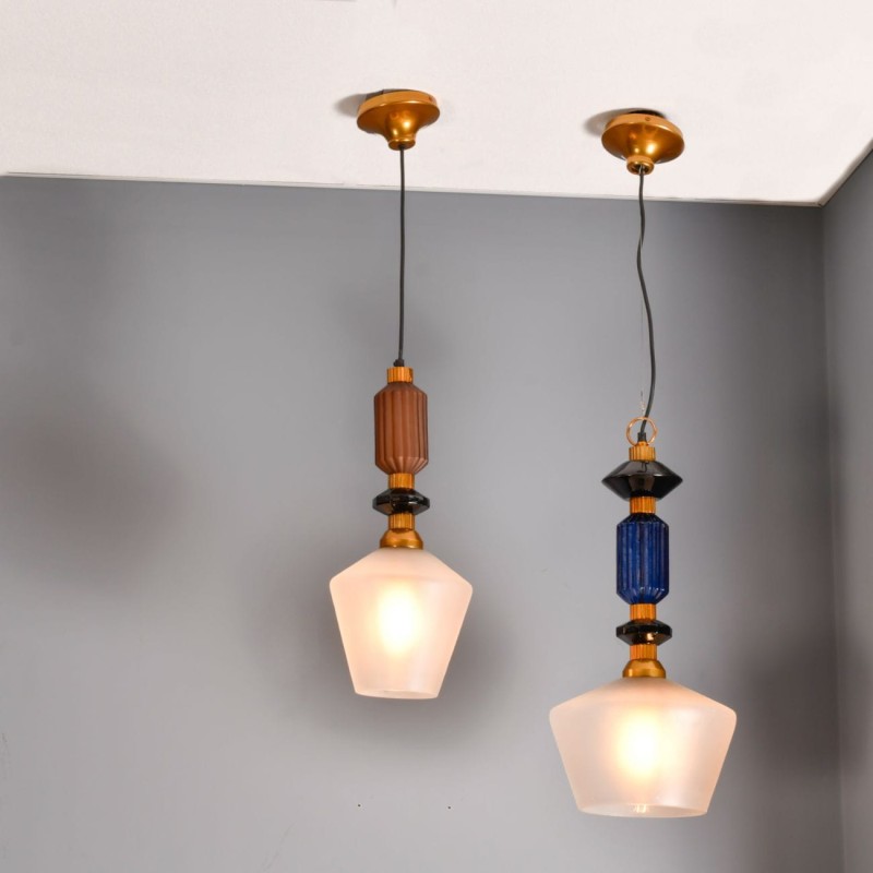 Lampa wisząca w kolorze brązu, złota i czerni