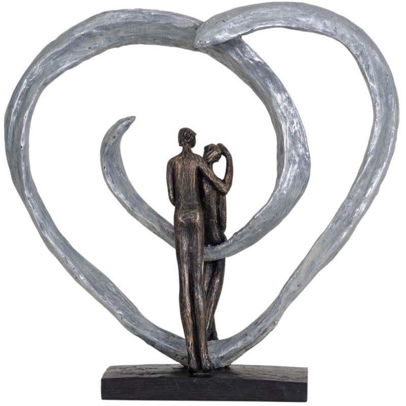 Rzeźba Portland Heart 35 cm zakochana para serce brąz szarości