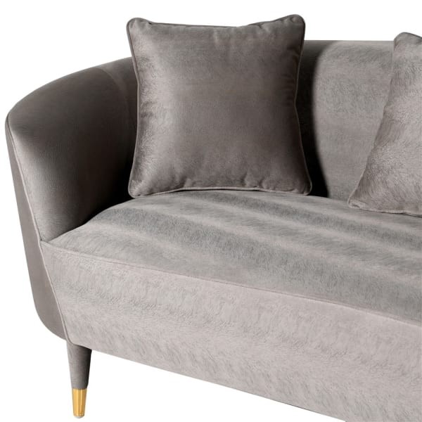 Sofa Curve Mink poliester stal nierdzewna szare obicie poduszki złote detale