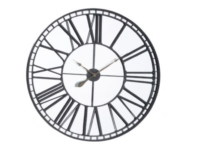 Lustrzany zegar Caroline Oversized 106 cm średnicy czarna rama żelazo