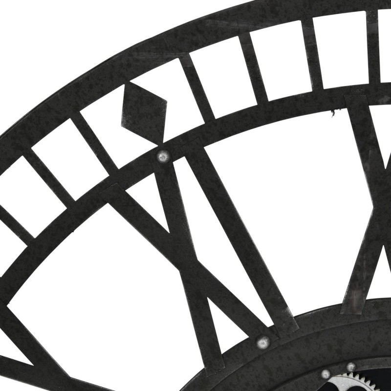 Zegar Black Cog 90 cm metalowa czarna rama poruszający się mechanizm żelazo zegar szkieletowy