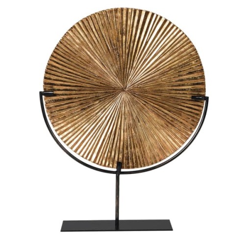 Dekoracja Gold Disc 60 cm żywica żelazo czarna podstawa 