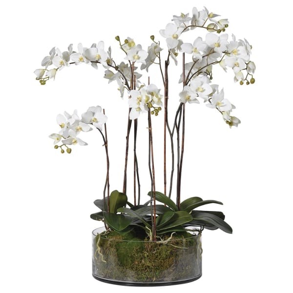 Storczyk White Glass 84 cm wysokości szklana donica biała orchidea sztuczny stoczy dekoracyjny