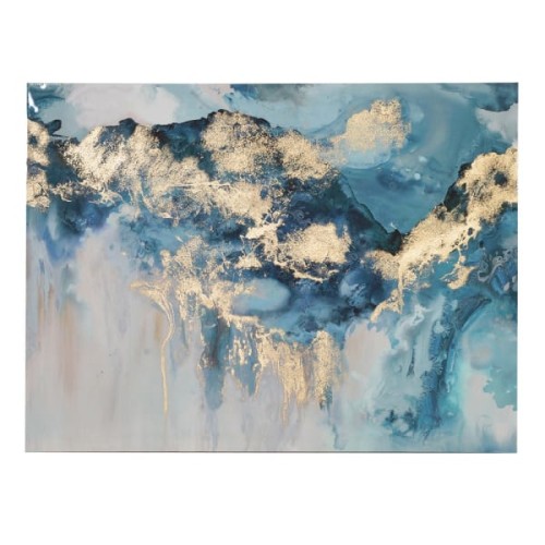 Obraz Blue 90x120 cm płótno niebieski złota folia