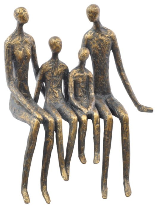 Dekoracyjna rzeźba rodzinna Sitting wykończona w antycznym brązie