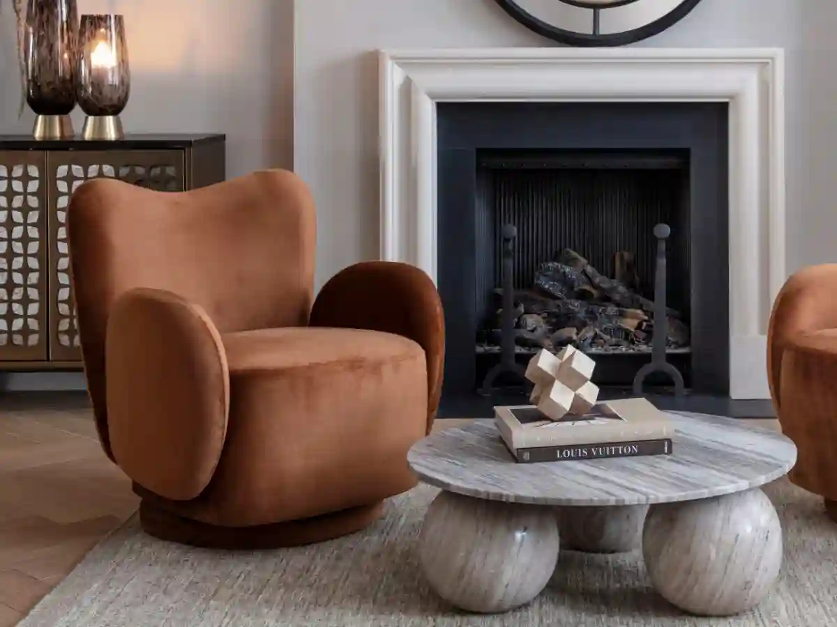 Oryginalny pomarańczy fotel velvet obrotowy 