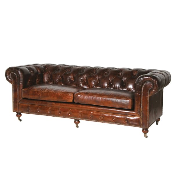 Luksusowa sofa skórzana brązowa