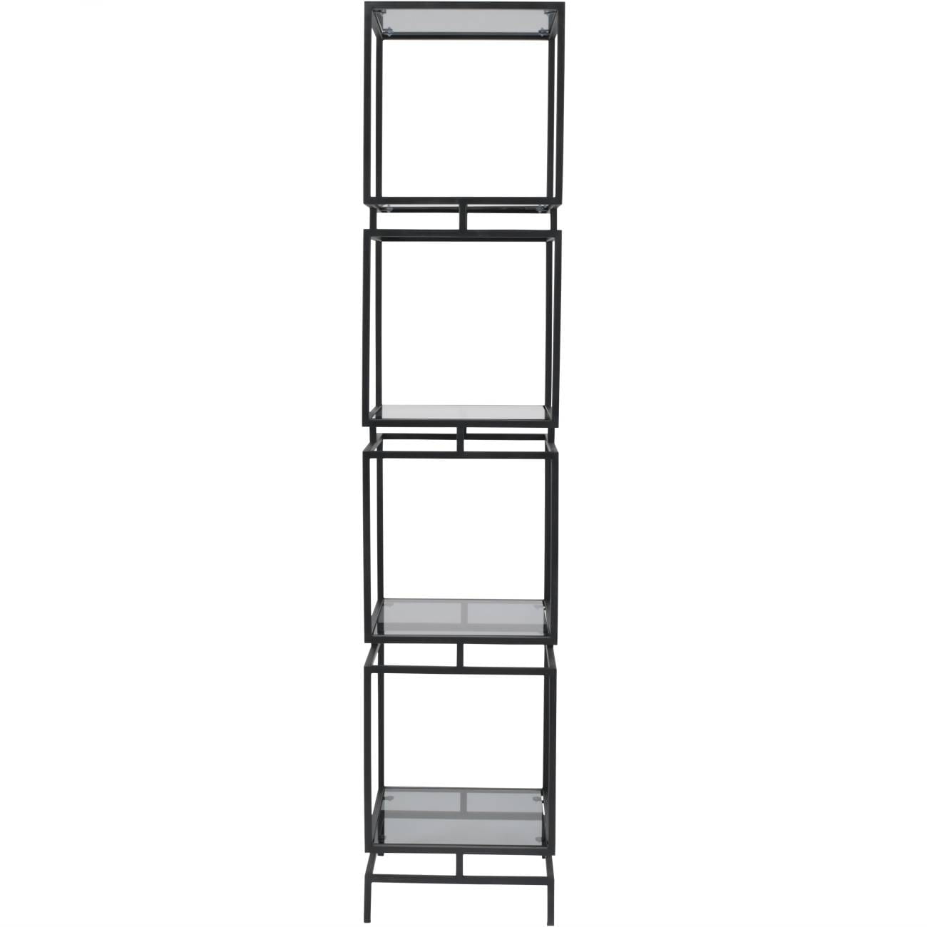 Szklany Regał metalowy Linton Black 190 cm czarna stal